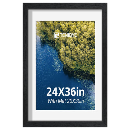 5x7 picture frame 4 Pack, 4x6 Mat, Black Wood, Glass, for Photo