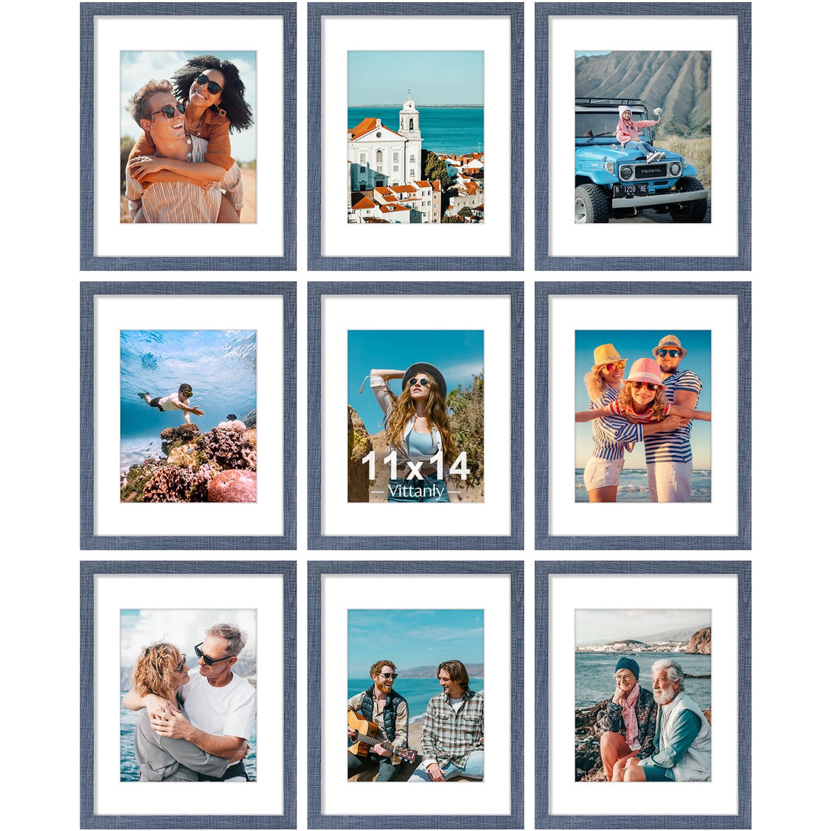 Vittanly 8x10 Picture Frames Set of 9 for Wall or Tabletop Display, Black