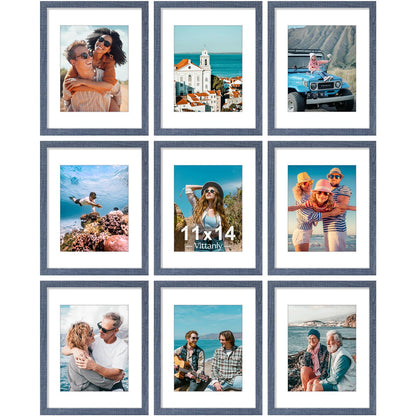 Vittanly 8x10 Picture Frames Set of 9 for Wall or Tabletop Display, Black