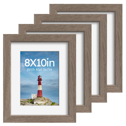 5x7 picture frame 4 Pack, 4x6 Mat, Black Wood, Glass, for Photo