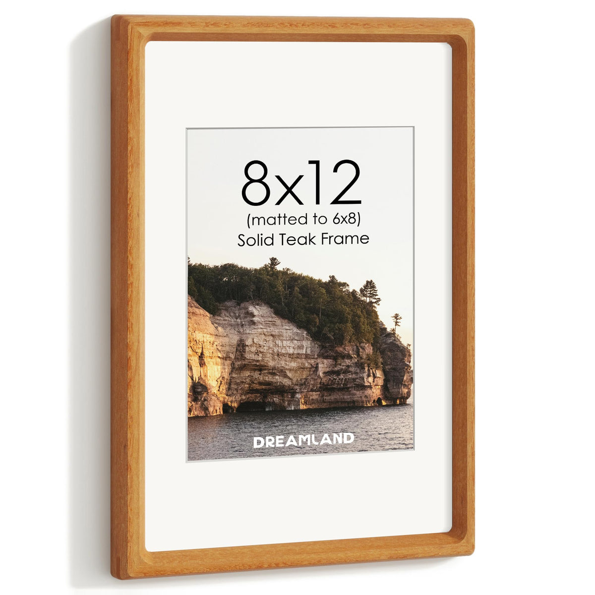 Dreamland 8x10 Picture Frame, USA-Sourced Oak Wood Photo Frames with HD Tempered Glass, 8 x 10 Wooden Frame Matted to 5 x 7, 8x10 Frames Handcrafted Rounded Corner for Tabletop or Wall Display