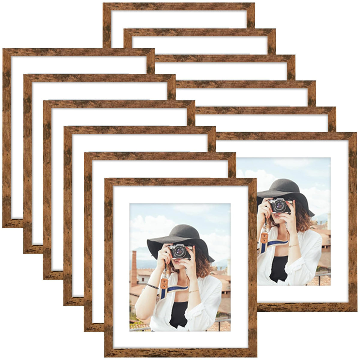 Picrit 8x10 Picture Frame Set of 12, Modern Gallery Wall Frames, Black