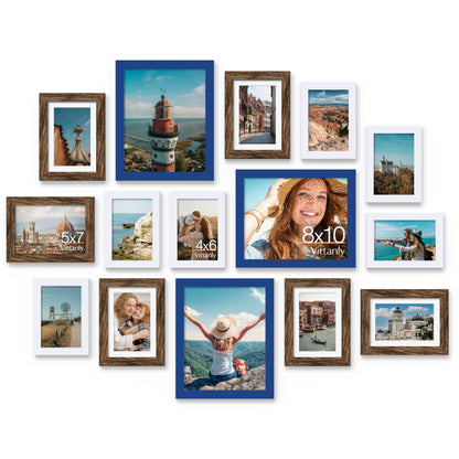 Vittanly 15 Pack Picture Frames Collage Wall Decor, Wall/Tabletop Display
