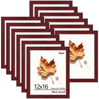 Picrit 8x10 Picture Frame Set of 12, Modern Gallery Wall Frames, Black