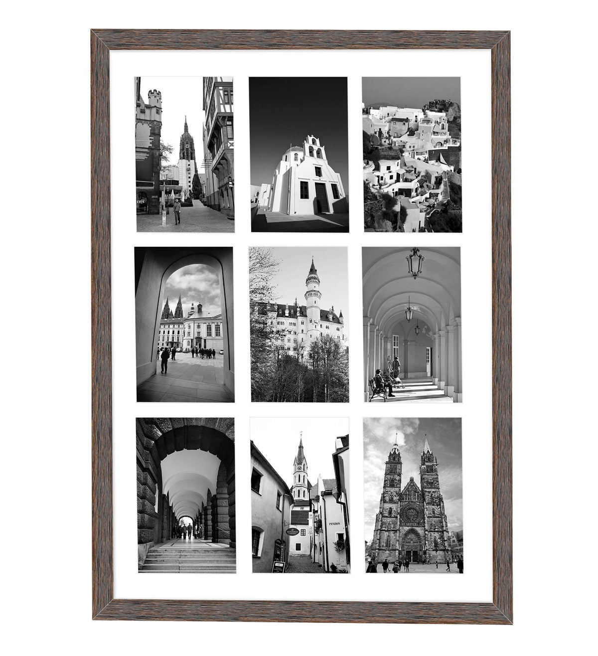Golden State Art 9-Openings 4x6 Wood Collage Picture Frame Black