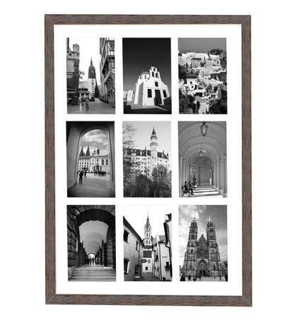 Golden State Art 9-Openings 4x6 Wood Collage Picture Frame Black