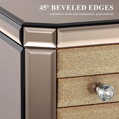 High End Glass Jewelry Box for Women, 7 Layer, Gold