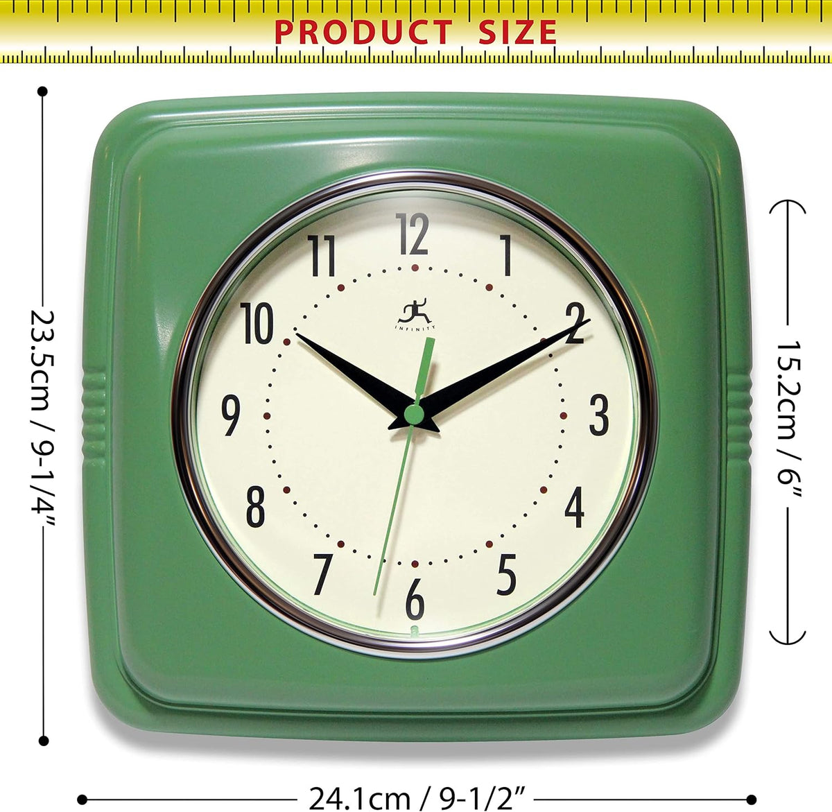 Infinity Instruments Retro Wall Clock for Living Room – Silent