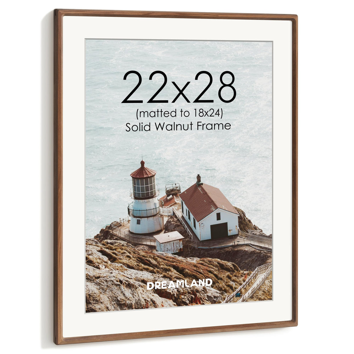 Dreamland 8x10 Picture Frame, USA-Sourced Oak Wood Photo Frames with HD Tempered Glass, 8 x 10 Wooden Frame Matted to 5 x 7, 8x10 Frames Handcrafted Rounded Corner for Tabletop or Wall Display
