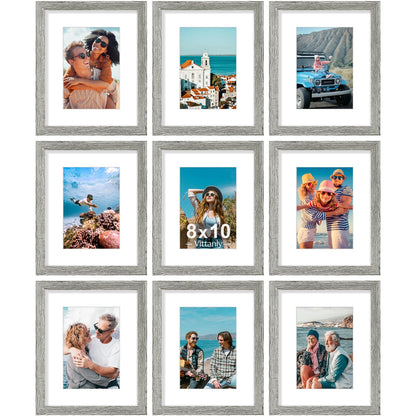 Vittanly 8x10 Picture Frames Set of 9 for Wall or Tabletop Display, Black