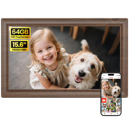 64GB 15.6" Frameo Digital Picture Frame WiFi, Large Electronic Photo Frames