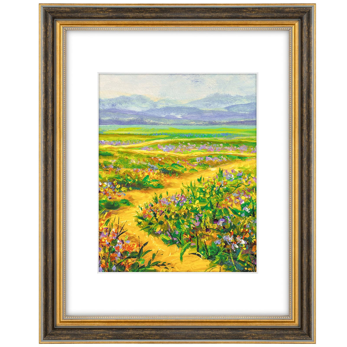 Golden State Art,8x10 Ornate Picture Frame Holds 5x7 Photo,Green Gold