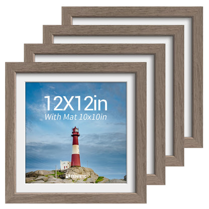 5x7 picture frame 4 Pack, 4x6 Mat, Black Wood, Glass, for Photo