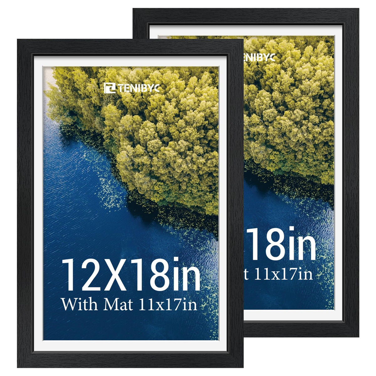 5x7 picture frame 4 Pack, 4x6 Mat, Black Wood, Glass, for Photo