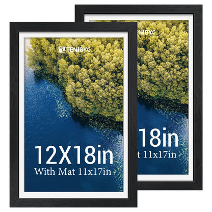 5x7 picture frame 4 Pack, 4x6 Mat, Black Wood, Glass, for Photo
