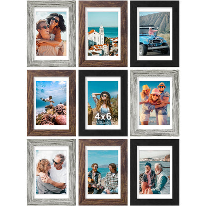 Vittanly 8x10 Picture Frames Set of 9 for Wall or Tabletop Display, Black