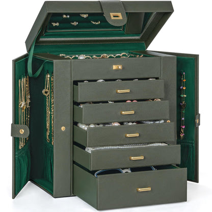 AKOZLIN 6-Tier Jewelry Box Organizer 5 Drawers Storage Black Regular