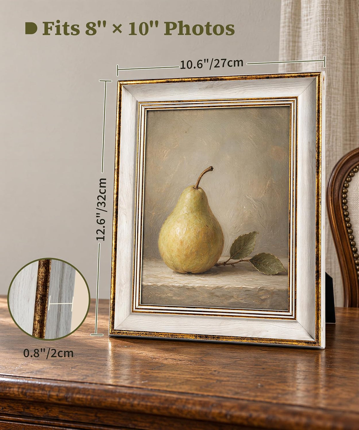 Afuly Vintage 8x10 Picture Frame Antique White Gold Photo Frame
