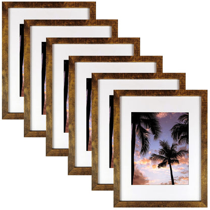 SESEAT 8x10 Picture Frame Brown Set of 6, Display Pictures 5x7 With mat or 8x10 Without Mat