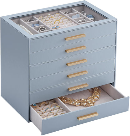 Lolalet Jewelry Box Organizer, 3-Layer Jewelry Storage Case -Beige