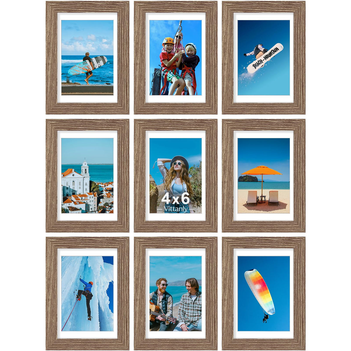 Vittanly 8x10 Picture Frames Set of 9 for Wall or Tabletop Display, Black
