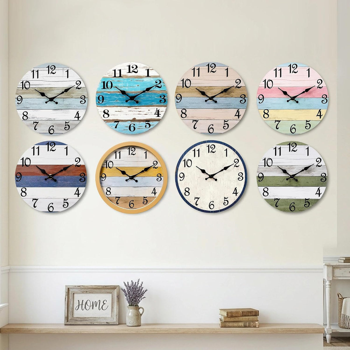 CHYLIN Wall Clock Non-Ticking Battery Operated Silent Rustic Coastal