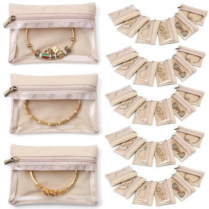 VLANDO Jewelry Boxes for Women with 12 Clear Velvet Zipper Pouches,Green