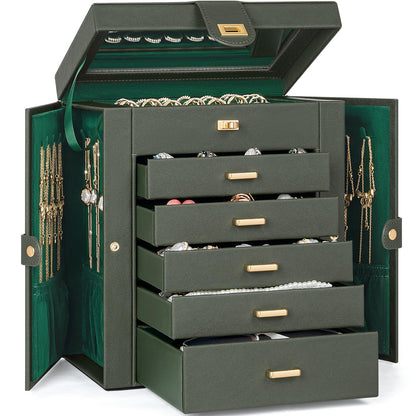 AKOZLIN 6-Tier Jewelry Box Organizer 5 Drawers Storage Black Regular