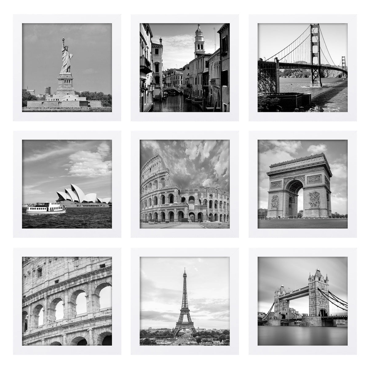 eletecpro Picture Frames Set of 9, 12x12 in, Acrylic Cover, Black