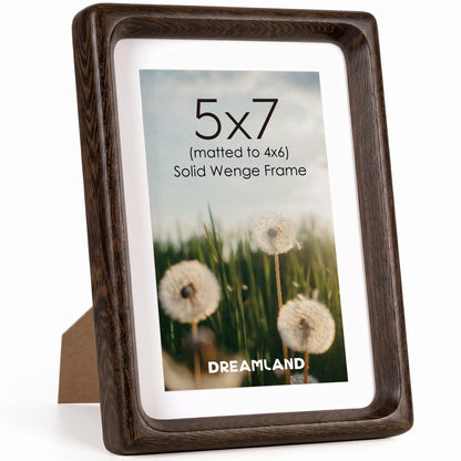 Dreamland 8x10 Picture Frame, USA-Sourced Oak Wood Photo Frames with HD Tempered Glass, 8 x 10 Wooden Frame Matted to 5 x 7, 8x10 Frames Handcrafted Rounded Corner for Tabletop or Wall Display