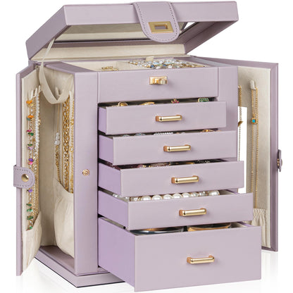 AKOZLIN 6-Tier Jewelry Box Organizer 5 Drawers Storage Black Regular