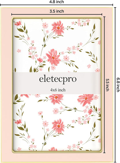 eletecpro 4x6 Enamel Picture Frame with Real Glass Cover, Pink, 1-Pack