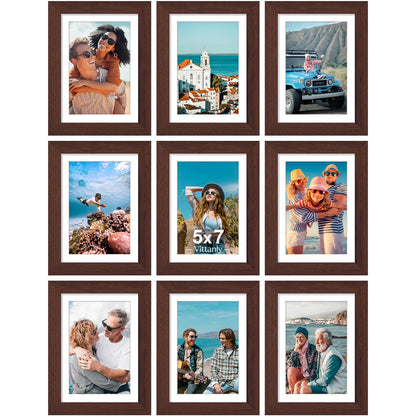 Vittanly 8x10 Picture Frames Set of 9 for Wall or Tabletop Display, Black