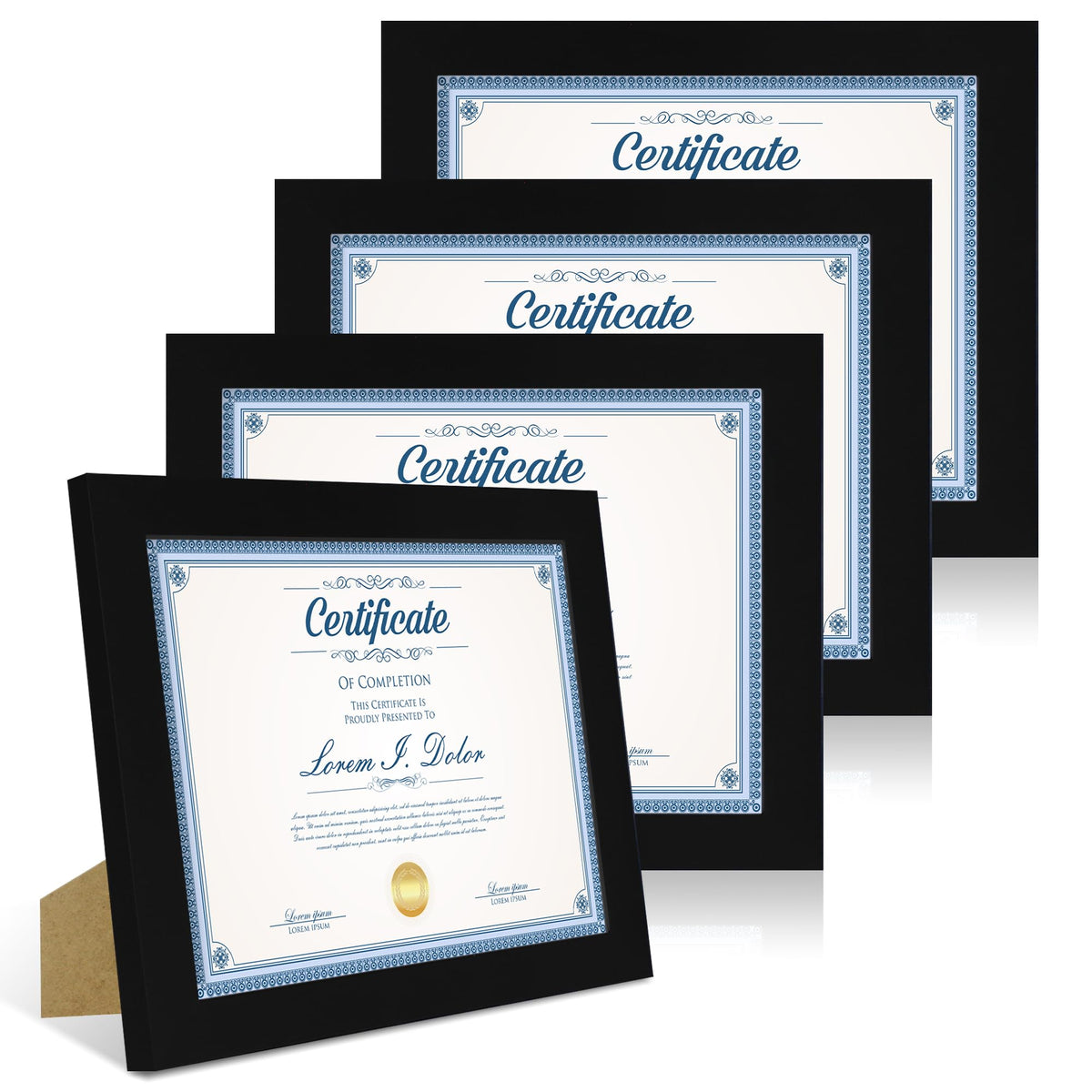 Hongkee 5x7 Picture Frame Set of 4, Real Glass and Wooden Frame, 4x6 Mat