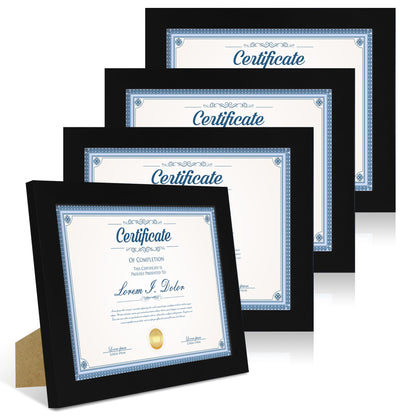 Hongkee 5x7 Picture Frame Set of 4, Real Glass and Wooden Frame, 4x6 Mat