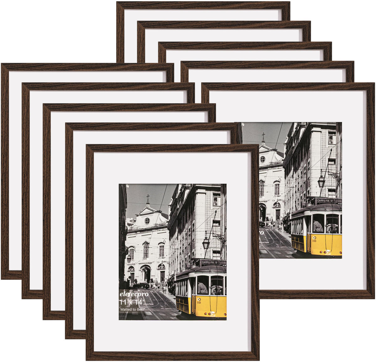 eletecpro 8x10 Picture Frames, Acrylic Cover, Black, Set of 10