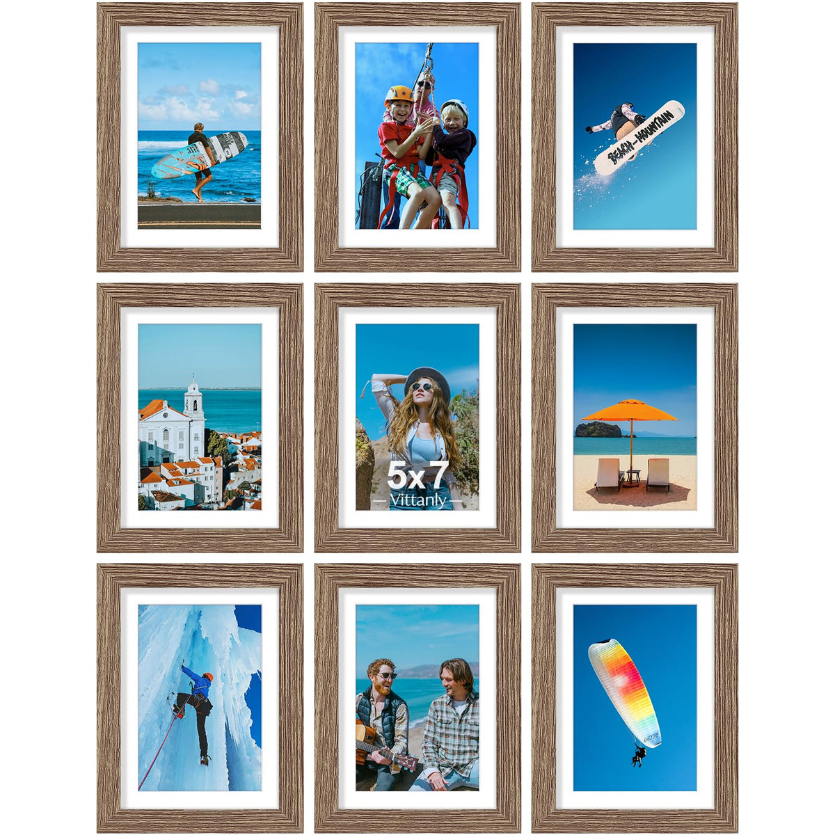 Vittanly 8x10 Picture Frames Set of 9 for Wall or Tabletop Display, Black