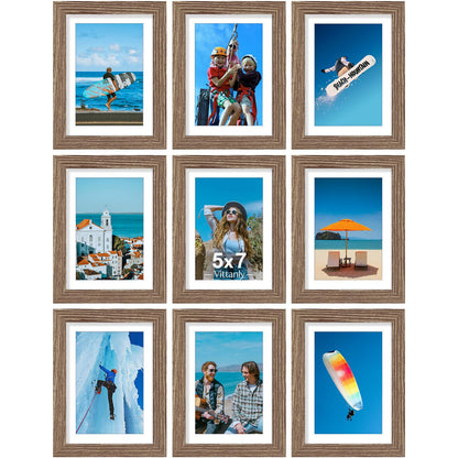 Vittanly 8x10 Picture Frames Set of 9 for Wall or Tabletop Display, Black
