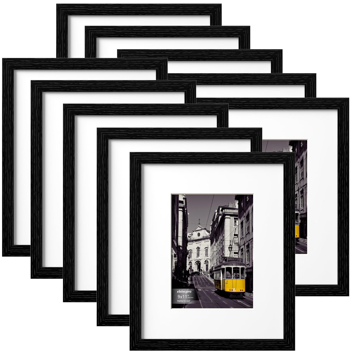 eletecpro 8x10 Picture Frames, Acrylic Cover, Black, Set of 10