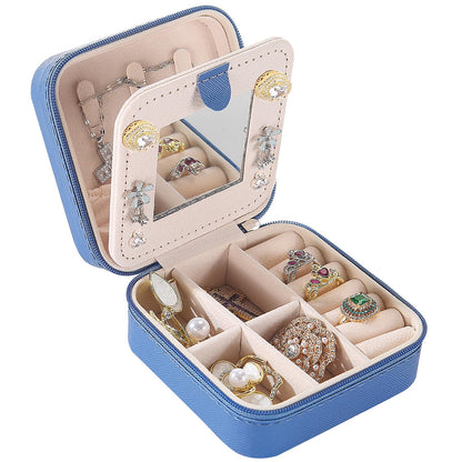KElofoN Travel jewelry case Travel jewelry box Travel Jewelry Organizer Small box Gift for Girls Women with Mirror(Green)