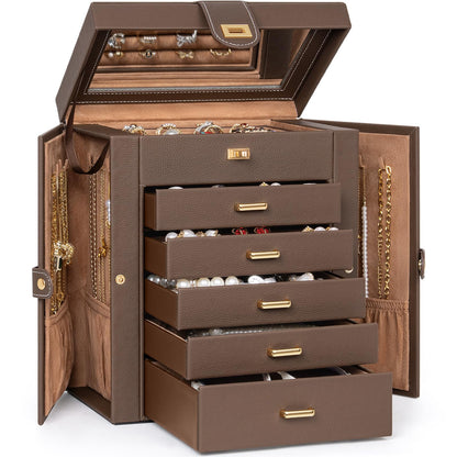AKOZLIN 6-Tier Jewelry Box Organizer 5 Drawers Storage Black Regular