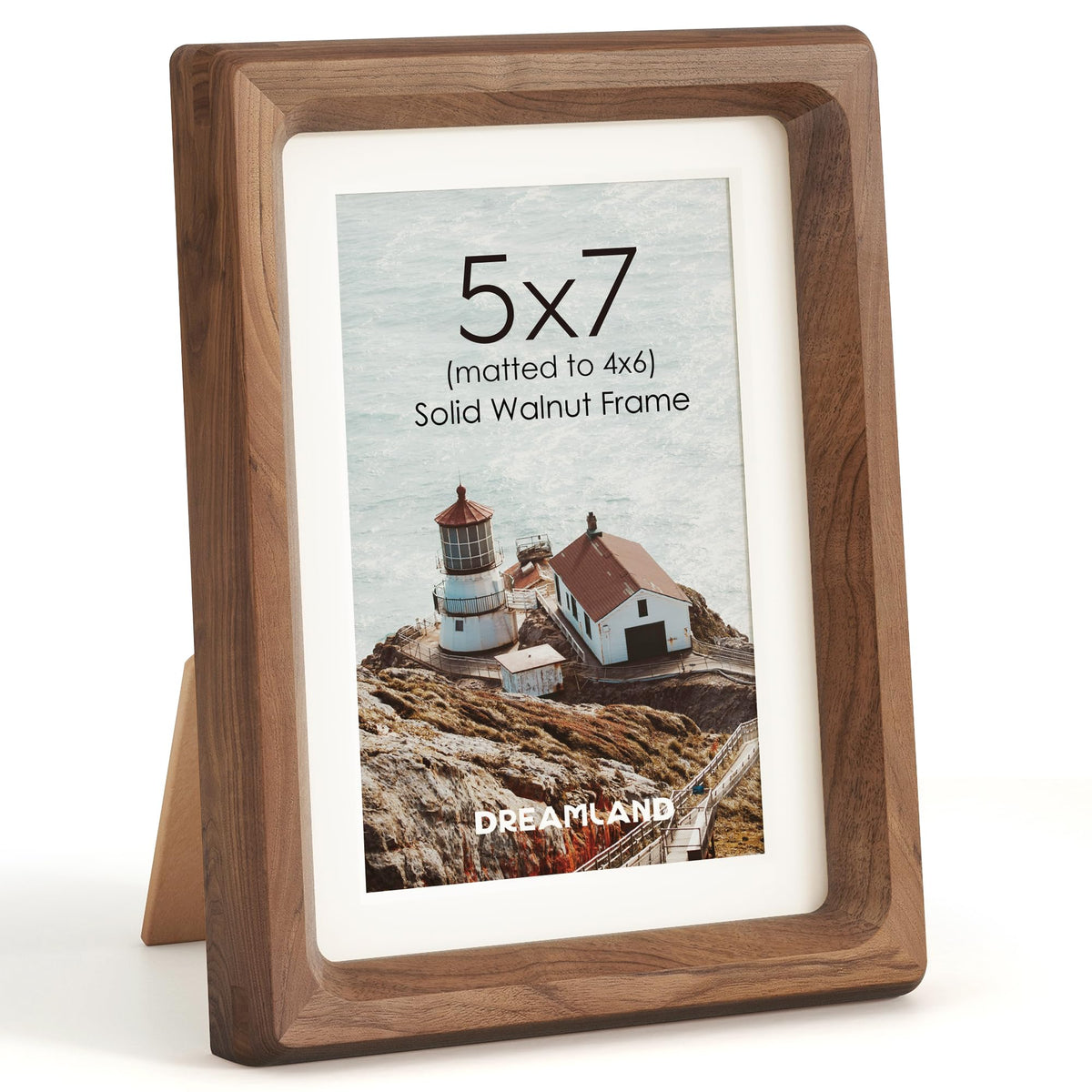 Dreamland 8x10 Picture Frame, USA-Sourced Oak Wood Photo Frames with HD Tempered Glass, 8 x 10 Wooden Frame Matted to 5 x 7, 8x10 Frames Handcrafted Rounded Corner for Tabletop or Wall Display