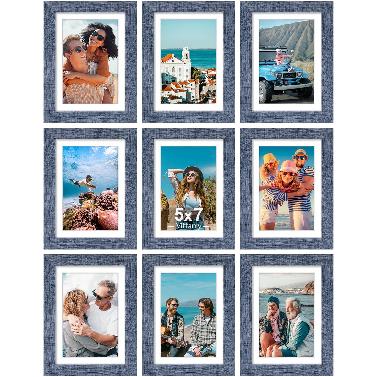 Vittanly 8x10 Picture Frames Set of 9 for Wall or Tabletop Display, Black
