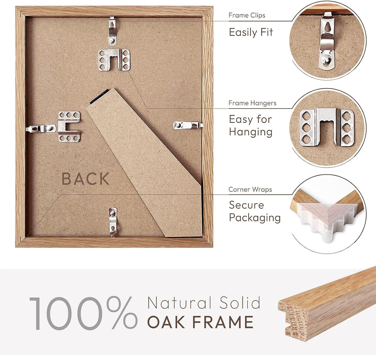 5x7 Picture Frame, Solid Oak Wood 5x7 Photo Frame with Mat to 4x6