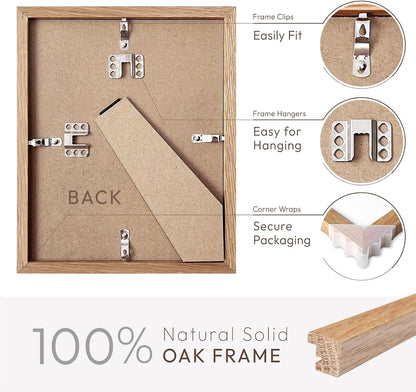 5x7 Picture Frame, Solid Oak Wood 5x7 Photo Frame with Mat to 4x6