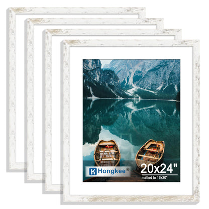 Hongkee 5x7 Picture Frame Set of 4, Real Glass and Wooden Frame, 4x6 Mat