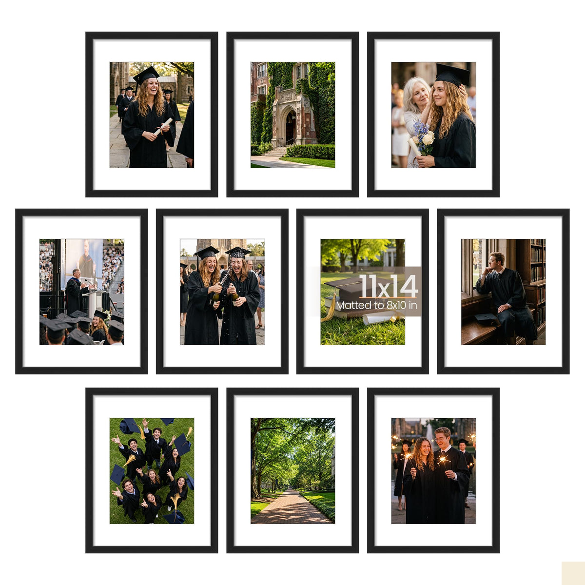 upsimples 5x7 Picture Frame, Photo Collage Wall Decor Set of 10, Black