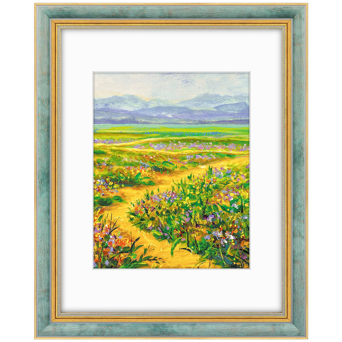 Golden State Art,8x10 Ornate Picture Frame Holds 5x7 Photo,Green Gold
