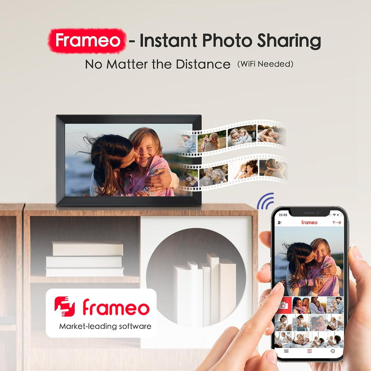 Frameo 15.6" Digital Picture Frame WiFi, Large Display Digital Photo Frame