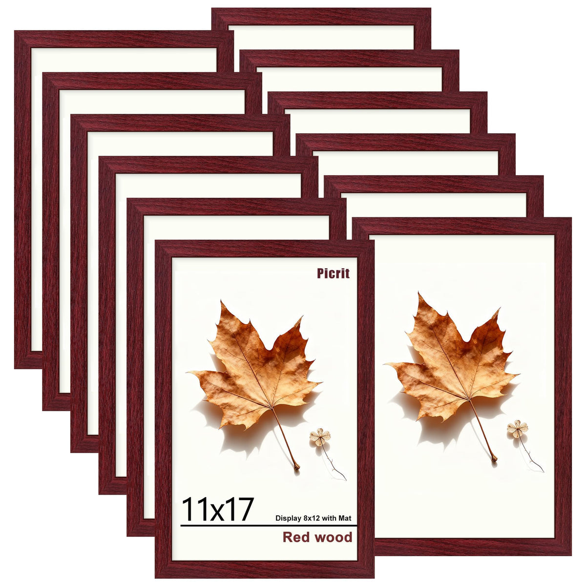 Picrit 8x10 Picture Frame Set of 12, Modern Gallery Wall Frames, Black